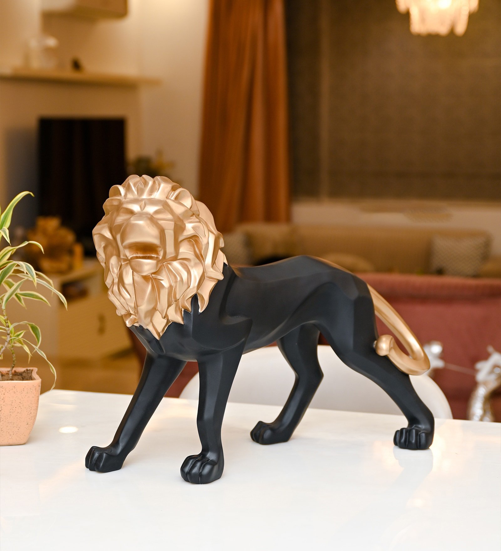 Eccentric & Elegant Lion Black Resin Figurine